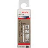 Bosch Metall-Spiralbohrer HSS-Co, Ø 2,0mm 10 Stück, Arbeitslänge 24mm