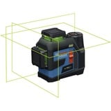 Bosch Professional Akku-Linienlaser GLL 12V-100-33 CG Professional blau/schwarz, Li-Ion Akku 12V 2,0Ah, grüne Laserlinien, inkl. Universalhalter LB 10, Deckenklemme DK 20, L-BOXX