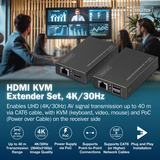 Digitus HDMI KVM Extender Set, HDMI Verlängerung schwarz, 4K/30Hz