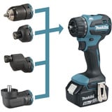 Makita Akku-Bohrschrauber mit Wechselkopfsystem DDF491ZJ01, 18Volt blau/schwarz, ohne Akku und Ladegerät, mit vier verschiedenen Aufsätzen