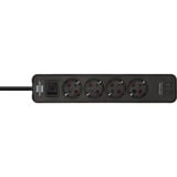 Brennenstuhl Ecolor Steckdosenleiste 4-fach, 2x USB-C schwarz, 1,5 Meter Kabel, USB-C, mit Sicherheitsschalter