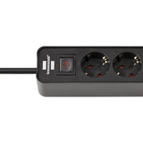 Brennenstuhl Ecolor Steckdosenleiste 4-fach, 2x USB-C schwarz, 1,5 Meter Kabel, USB-C, mit Sicherheitsschalter