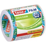 tesa tesafilm eco & clear, 3 Rollen, 15mm, Klebeband transparent, 10 Meter pro Rolle