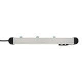 Brennenstuhl Premium-Alu-Line Steckdosenleiste 6-fach, 3x 2fach schaltbar schwarz/aluminium, 3 Meter Kabel, mit 3 Sicherheitsschaltern
