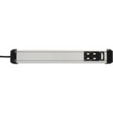 Brennenstuhl Premium-Alu-Line Steckdosenleiste 6-fach, 3x 2fach schaltbar schwarz/aluminium, 3 Meter Kabel, mit 3 Sicherheitsschaltern