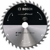 Bosch Kreissägeblatt Standard for Wood, Ø 160mm, 36Z Bohrung 20mm, für Akku-Handkreissägen
