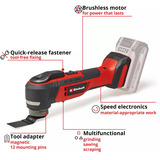 EINHELL Professional Akku-Multifunktions-Werkzeug TP-MG 18 Li BL-Solo, 18Volt rot/schwarz, ohne Akku und Ladegerät, inkl. Zubehör