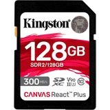 Kingston Canvas React Plus 128 GB SDXC, Speicherkarte schwarz, UHS-II U3, Class 10, V90