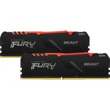 Kingston FURY DIMM 32 GB DDR4-3600 Kit, Arbeitsspeicher schwarz, KF436C18BBAK2/32, Beast RGB, XMP