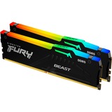 Kingston FURY DIMM 64 GB DDR5-5200 (2x 32 GB) Dual-Kit, Arbeitsspeicher schwarz, KF552C36BBEAK2-64, FURY Beast RGB, AMD EXPO
