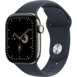 Apple Watch Series 12, Smartwatch Titan Natur, 42 mm, Sportarmband Navyblau S/M, Cellular