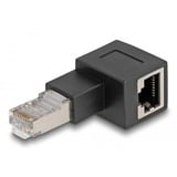 DeLOCK Adapter RJ-45 Stecker > RJ-45 Buchse, Cat.6a schwarz, 90° nach links gewinkelt