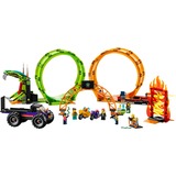 LEGO 60339 City Stuntz Stuntshow-Doppellooping Set, Konstruktionsspielzeug Inkl. Rampe, Monstertruck, 2x Motorrad und 7 Minifiguren