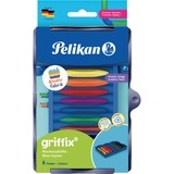 Pelikan Kreativfabrik W3/8 griffix Wachsmalstifte wf 8 ST, Set wasserfest, 8 Stück in Universaletage inkl. Stickerbogen