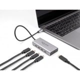 DeLOCK DeLock USB 10 Gbps USB Type-C Hub mit 4 x USB Type-C + 1 x USB Type-C PD 85 Watt, USB-Hub grau