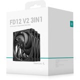 DeepCool FD12 V2 3IN1, Gehäuselüfter schwarz, 3er Pack, 120 mm