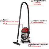 EINHELL TC-VC 1540 S, Nass-/Trockensauger silber/rot