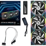 Lian Li UNI FAN SL120 Wireless, Gehäuselüfter schwarz, 3er-Pack inkl. Controller, 124.5 mm