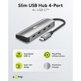 goobay Goobay Slim 4-Port USB-Hub Typ-C grau