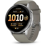 Garmin Venu 4 - 45 mm, Smartwatch schwarz/Silber, Silikon-Armband in grau