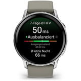 Garmin Venu 4 - 45 mm, Smartwatch schwarz/Silber, Silikon-Armband in grau