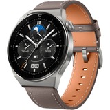 Huawei Watch GT 3 Pro Titanium, Smartwatch titan, 46mm; Armband: graues Lederarmband