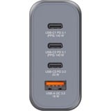 Verbatim GaN-Ladegerät 140W, 1x USB-A , 3x USB-C grau, PD 3.1, PD 3.0, QC 3.0