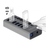 DeLOCK Externer SuperSpeed USB Hub mit 7 Ports + Schalter, USB-Hub 