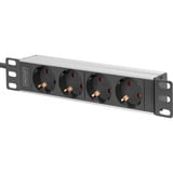 Digitus 10" Steckdosenleiste mit Aluminiumprofil, 4-fach, 1HE schwarz/aluminium, 2 Meter Kabel, Stecker Typ-C