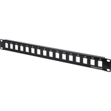 Digitus Modulares Patchpanel, 16-Port, unbestückt schwarz, 1 HE, für Keystone-Module
