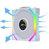 Lian Li UNI FAN SL120 LCD Wireless, Gehäuselüfter weiß, Reverse, 124.5 mm