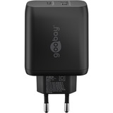 goobay USB-C PD Dual-Schnellladegerät 45 Watt schwarz, 1x USB-A, 1x USB-C PD, GaN-Technologie