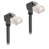 DeLOCK Patchkabel RJ-45 Cat.6a S/FTP, Slim 90° gewinkelt schwarz, 1 Meter, nach oben abgewinkelte Stecker