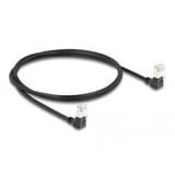 DeLOCK Patchkabel RJ-45 Cat.6a S/FTP, Slim 90° gewinkelt schwarz, 1 Meter, nach oben abgewinkelte Stecker