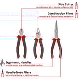 EINHELL Zangenset 3-tlg. 160 / 200 mm, Zangen-Set schwarz/rot, 160 / 200 mm
