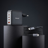 Intenso Power Adapter W140A3C GaN + C520C Kabel, Ladegerät schwarz, 140Watt