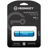 Kingston IronKey Vault Privacy 50 64 GB, USB-Stick hellblau/schwarz, USB-C 3.2 Gen 1