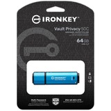 Kingston IronKey Vault Privacy 50 64 GB, USB-Stick hellblau/schwarz, USB-C 3.2 Gen 1