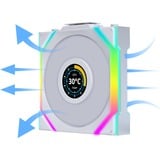 Lian Li UNI FAN SL120 LCD Wireless, Gehäuselüfter weiß, 3er-Pack inkl. Controller, Reverse , 124.5 mm