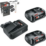 Bosch Akku-Starter Set 18V 2x 2,5Ah + Schnellladegerät AL 18V-44 schwarz, 2x Li-Ionen Akku 2,5Ah, POWER FOR ALL ALLIANCE