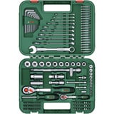 Bosch Heimwerken & Garten Advanced Werkzeugkoffer, 132-teilig, Steckschlüssel grün, mit 2 Umschaltknarren 1/4" und 1/2"
