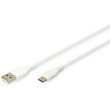 Digitus USB 2.0 Silikon-Anschlusskabel USB-A > USB-C weiß, 0,5 Meter, PD, Laden mit bis zu 60 Watt