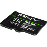 PNY Pro Elite Prime microSD 512 GB, Speicherkarte schwarz/grün, Class 10, U3, V30, A2, SD-Adapter
