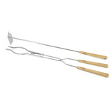 Petromax Lagerfeuerbesteck, 2-teilig, Grillbesteck silber/holz, Vielseitige Nutzung mit Zange und Haken
