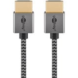 goobay Plus Slim High-Speed-HDMI-Kabel mit Ethernet, 4K @ 60Hz grau, 0,5 Meter