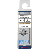 Bosch PRO Stainless Steel HSS-Co Spiralbohrer, Ø 3mm Arbeitslänge 33mm, 10 Stück