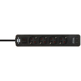 Brennenstuhl Ecolor Steckdosenleiste 4-fach, 2x USB-C weiß/schwarz, 1,5 Meter Kabel, USB-C, mit Sicherheitsschalter