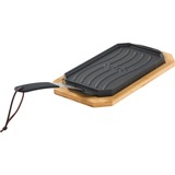 Cozze Gusseisenpfanne 33 x 16cm, mit Holzbrett schwarz, abnehmbarer Stiel