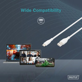 Digitus USB 2.0 Silikon-Anschlusskabel USB-A > USB-C weiß, 1 Meter, PD, Laden mit bis zu 60 Watt