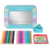 Faber-Castell Sparkle Buntstifte Geschenkset, Metalletui türkis, 21-teilig inkl. 1 Sleeve Spitzdose Mini